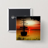 Schiff mit Sonnenuntergang Button (Vorne & Hinten)