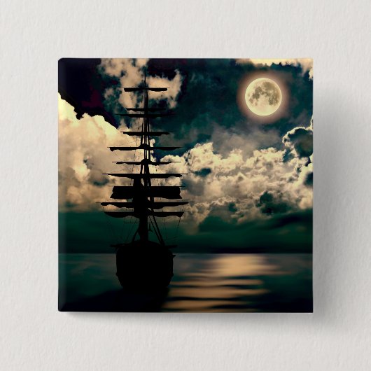 Schiff mit Vollmond Button (Vorderseite)