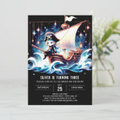 Schiff Modern Pirate Birthday Einladung (Stehend Vorderseite)