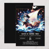 Schiff Modern Pirate Birthday Einladung (Vorne/Hinten)