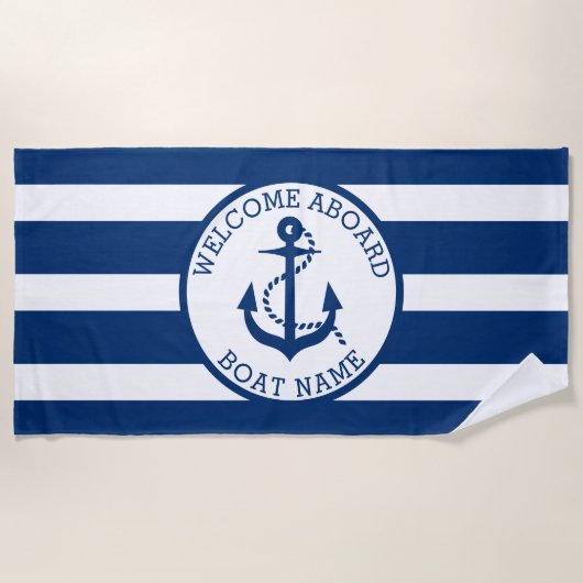 Schiff Nautical Anchering Navy Custom Welcome Bard Strandtuch (Vorderseite)