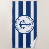 Schiff Nautical Anchering Navy Custom Welcome Bard Strandtuch (Vorderseite)
