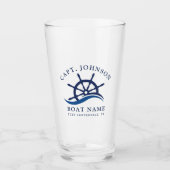 Schiff Nautical Blue Wave Navy Schiff Helm Boat Glas (Vorderseite)