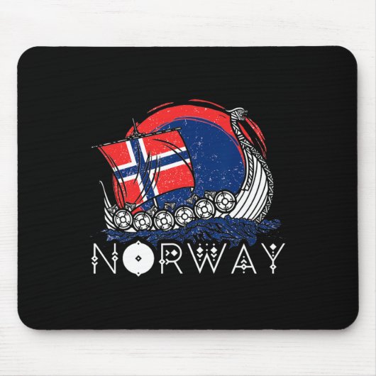 Schiff Norwegische Flagge Norwegen Wikinger-Schiff Mousepad (Vorne)