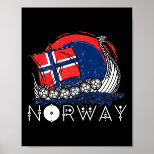 Schiff Norwegische Flagge Norwegen Wikinger-Schiff Poster