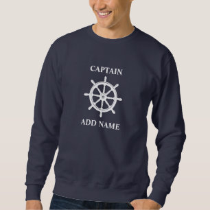 Schiff oder Captain Name Ships Wheel Helm Navy Blu Sweatshirt