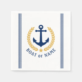 Schiff oder Familienname Anker Laurel Roope Streif Serviette