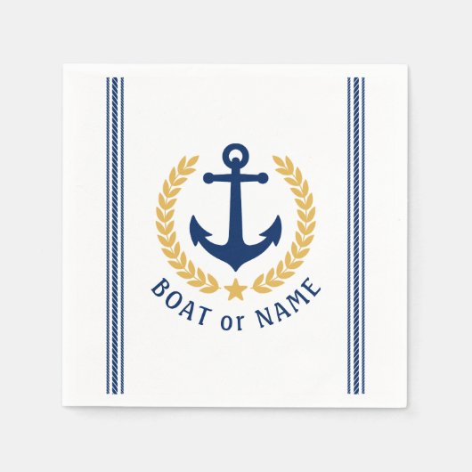 Schiff oder Familienname Anker Laurel Roope Streif Serviette (Vorderseite)