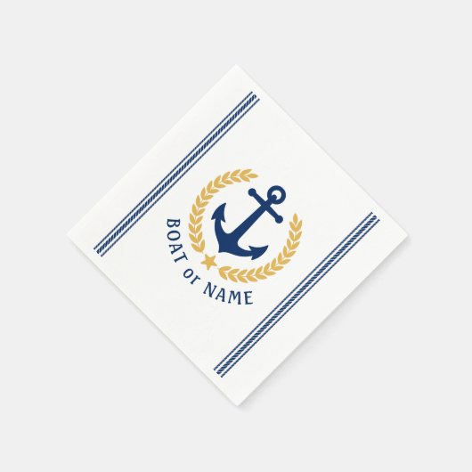 Schiff oder Familienname Anker Laurel Roope Streif Serviette (Ecke)