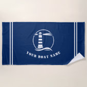 Schiff oder Name Nautical Classic Lighthouse Navy  Strandtuch (Vorderseite)