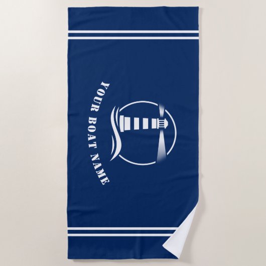Schiff oder Name Nautical Classic Lighthouse Navy  Strandtuch (Vorderseite)