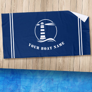 Schiff oder Name Nautical Classic Lighthouse Navy Strandtuch
