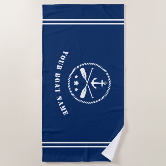 Schiff oder Name Nautischer Anker und überquerte O Strandtuch (Vorderseite)