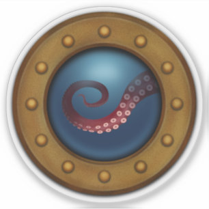 Schiff Porthole mit Seemonster Tentacle Steampunk Aufkleber