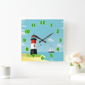 Schiff Quadratische Wanduhr (Zuhause)