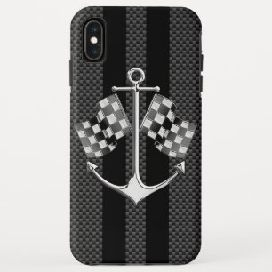 Schiff-Racing im Stil von schwarzem Kohlenstofffas iPhone XS Max Hülle