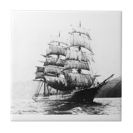 Schiff - Schwarzweiss Fliese (Vorderseite)