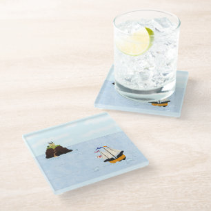 Schiff Segeln am Burg Wassersportzentrum Glasuntersetzer