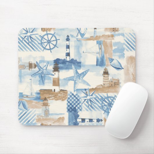 Schiff Thema nautische Anker-Lenkrad Mousepad (Mit Mouse)