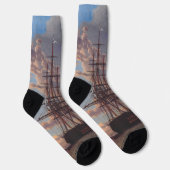 Schiff und eine Fregatte auf Reede  Socken (Rechts)