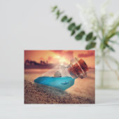 Schiff und Hai in der Flasche Postkarte (Stehend Vorderseite)