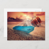 Schiff und Hai in der Flasche Postkarte (Vorne/Hinten)