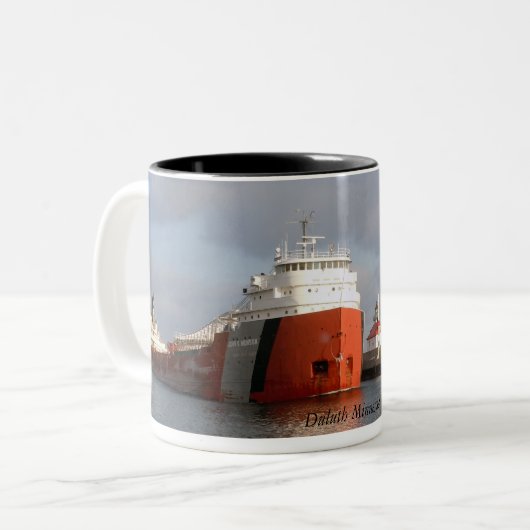 Schiff und Leuchtturm, Duluth Minnesota Zweifarbige Tasse (Vorderseite Links)