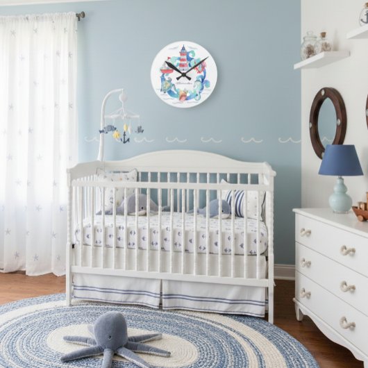 Schiff und Leuchtturm von Tieren im Seeverkehr Runde Wanduhr