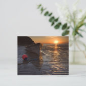 Schiff und Sonnenuntergang Postkarte (Stehend Vorderseite)