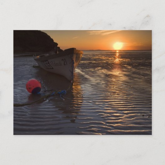 Schiff und Sonnenuntergang Postkarte (Vorderseite)