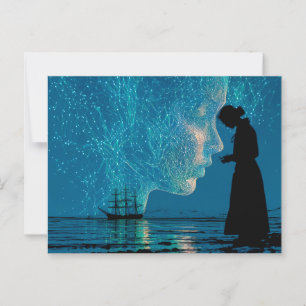 Schiff und Sternbilder, von Land stehend Postkarte