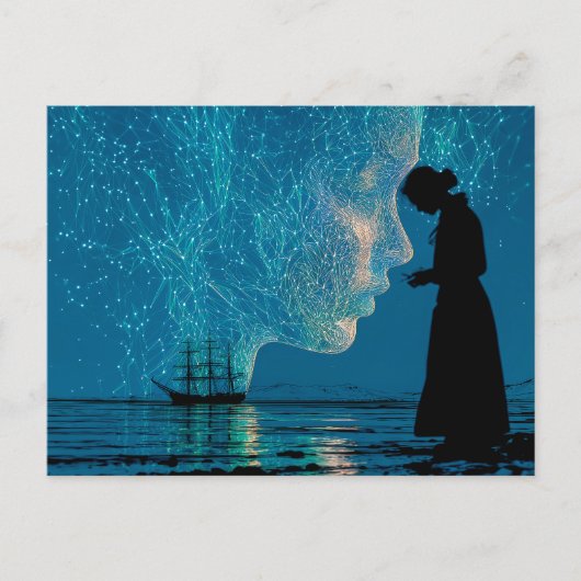 Schiff und Sternbilder, von Land stehend Postkarte (Vorderseite)