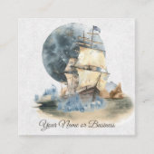 Schiff und Vollmond Quadratische Visitenkarte (Vorderseite)