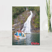 Schiff und Wasserfall, Chile Karte (Vorderseite)