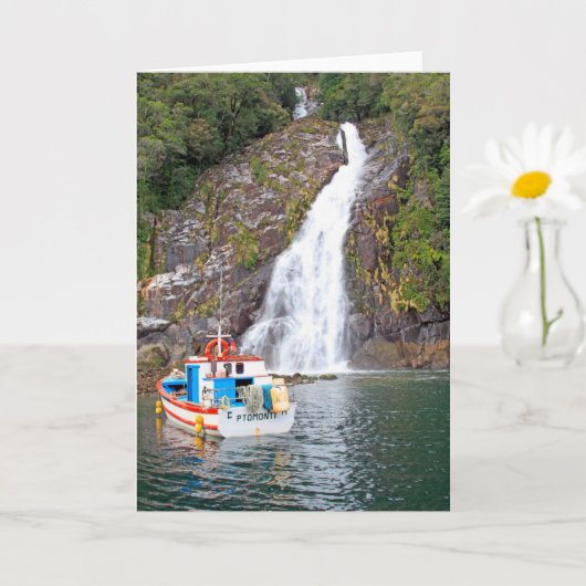Schiff und Wasserfall, Chile Karte (Kleine Pflanze)