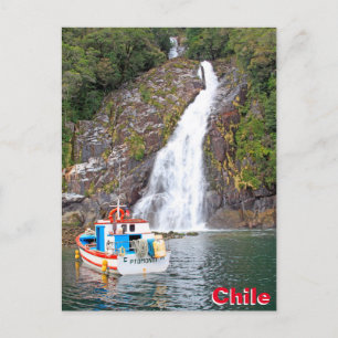 Schiff und Wasserfall, Chile Postkarte