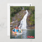 Schiff und Wasserfall, Chile Postkarte (Vorne/Hinten)