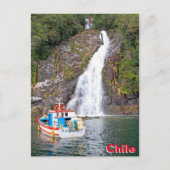 Schiff und Wasserfall, Chile Postkarte (Vorderseite)
