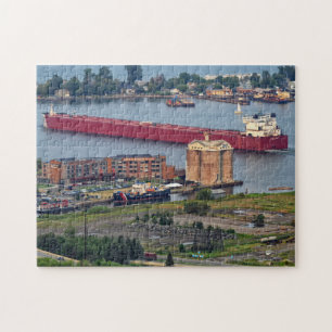 Schiff verlässt die Bucht in Duluth Minnesota Puzzle