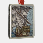 Schiff von Columbus'Time Silbernes Ornament (Rechts)