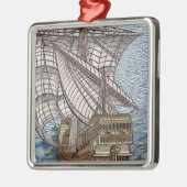 Schiff von Columbus'Time Silbernes Ornament (Links)