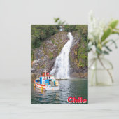 Schiff & Wasserfall, Chile-Karte (Stehend Vorderseite)