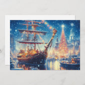 Schiff "Weihnachten/Winter" Feiertagskarte (Vorne/Hinten)