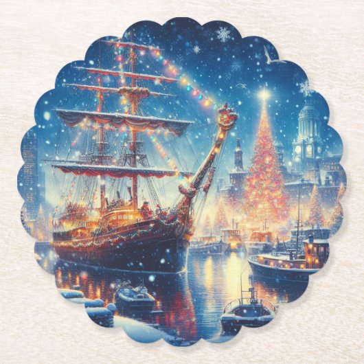Schiff "Weihnachten/Winter" Untersetzer (Vorderseite)