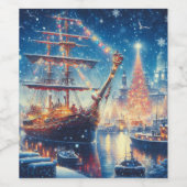 Schiff "Weihnachten/Winter" Weinetikett (Einzelnes Label)
