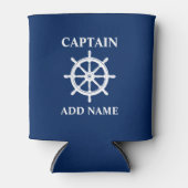 Schiff Wheel Helm, Captain oder Bootsname Navy Blu Dosenkühler (Vorderseite)