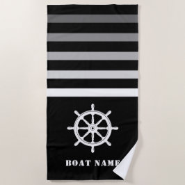 Schiff Wheel Helm Ihr Boot Name Marine Black Strandtuch