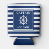 Schiff Wheel Helm Kapitän oder Schiffsname gestric Dosenkühler (Vorderseite)