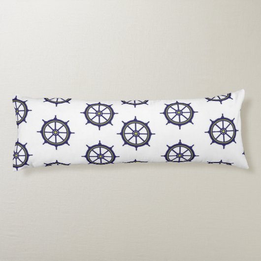 Schiff Wheel Nautical Green and Blue Seitenschläferkissen (Rückseite)