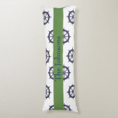 Schiff Wheel Nautical Green and Blue Seitenschläferkissen (Vorderseite Vertikal)